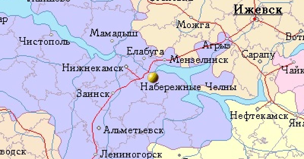 Набережные челны мензелинск карта